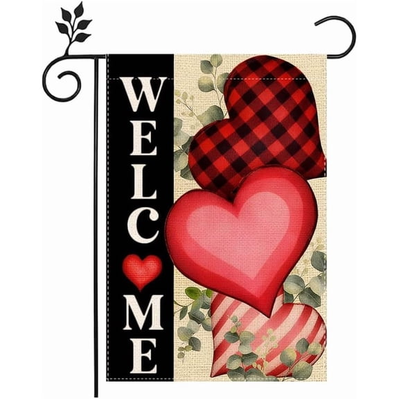 Valentines Day Love Heart Garden Flag 12x18 Inch Vertical Double Sided Outdoor Yard Decoration