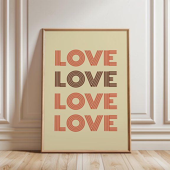 Valentines Day Love Poster, Romantic Gift For Girlfriend, Retro Typography Wall Art, Poster Only