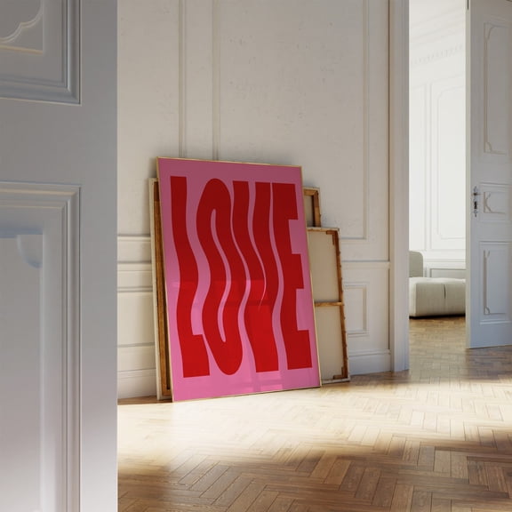 Valentines Day Love Poster Vintage 70S Poster Cool Red Wall Art Retro Wavy Font Love Quote Art Trendy Dorm Decor Love Typography Home Decor, 24x36 UNFRAMED