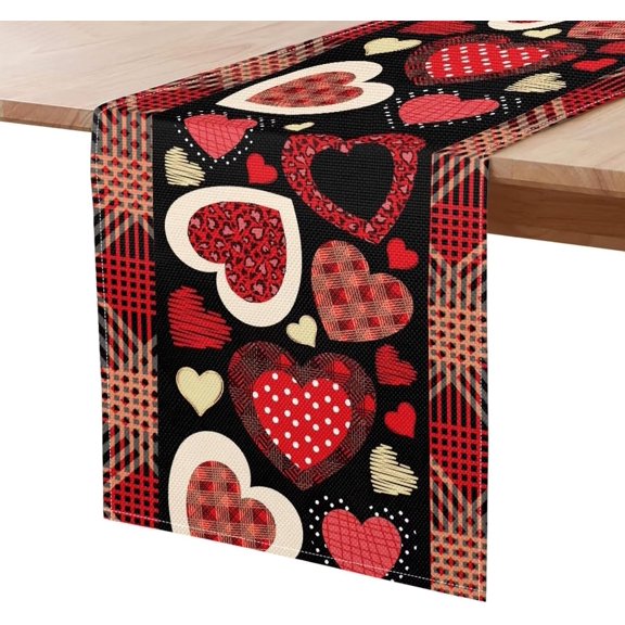 Valentines Day Love Table Runner Seasonal Spring Kitchen Dining Table Decoration for Home Party Decor 12"×72"