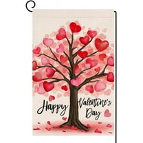 Valentines Day Love Tree Garden Flag 12x18 Vertical Double Sided Red Pink Heart Spring Farmhouse Holiday Outside Decorations Burlap Yard Flag BW759