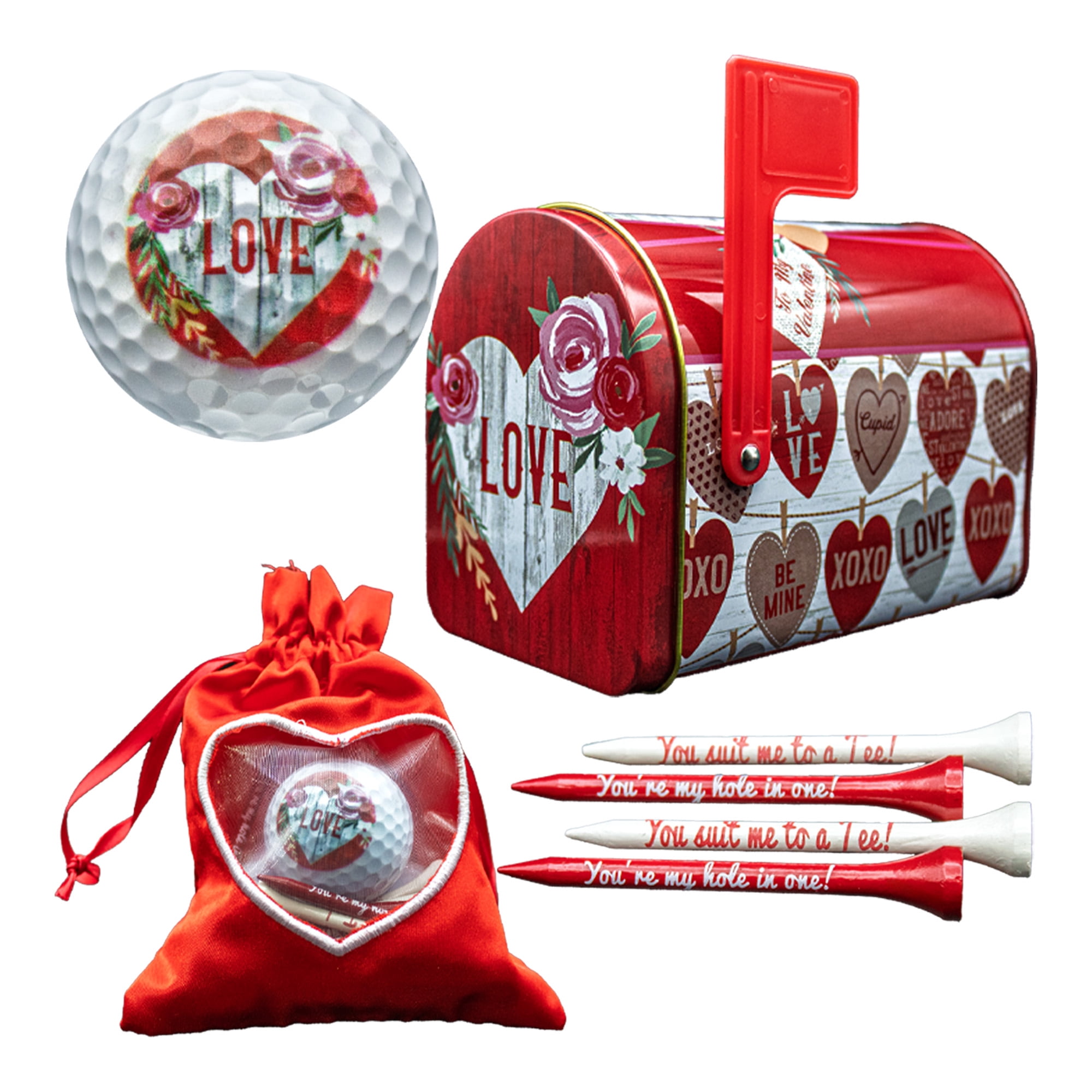 Valentines Day Love and Roses 3 Ball 20 Tee Tin Set by GBM GOLF