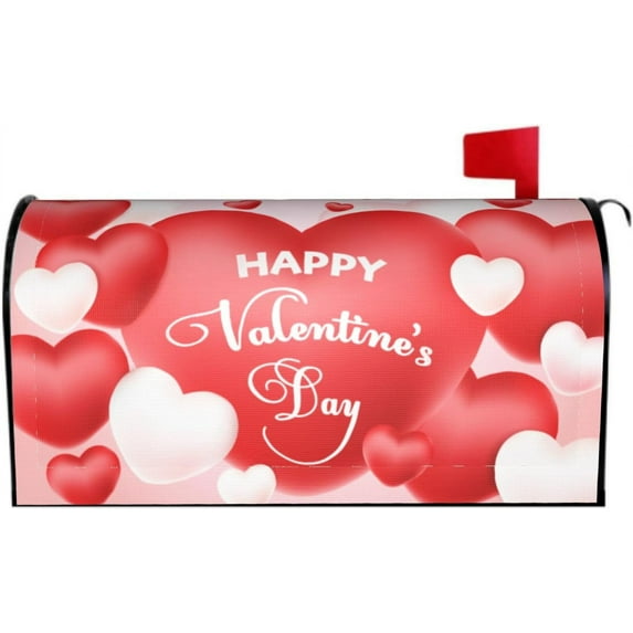 Valentines Day Mailbox Covers Magnetic Standard Size 18 X 21 Rustic Pink Red Love Heart Print Holiday Decorations Mailbox Cover Mailbox Wrap Post Letter Box Cover Decor for Home Outdoor Garden