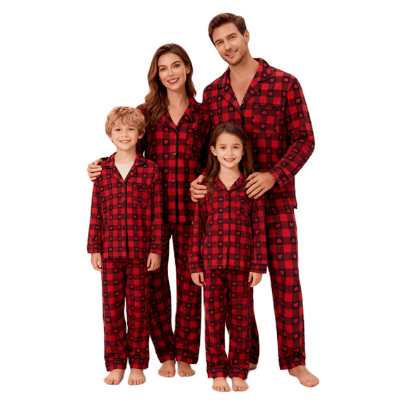 Valentines Day Matching Family Pajamas Set Love Heart Pattern Family Matching Outfits