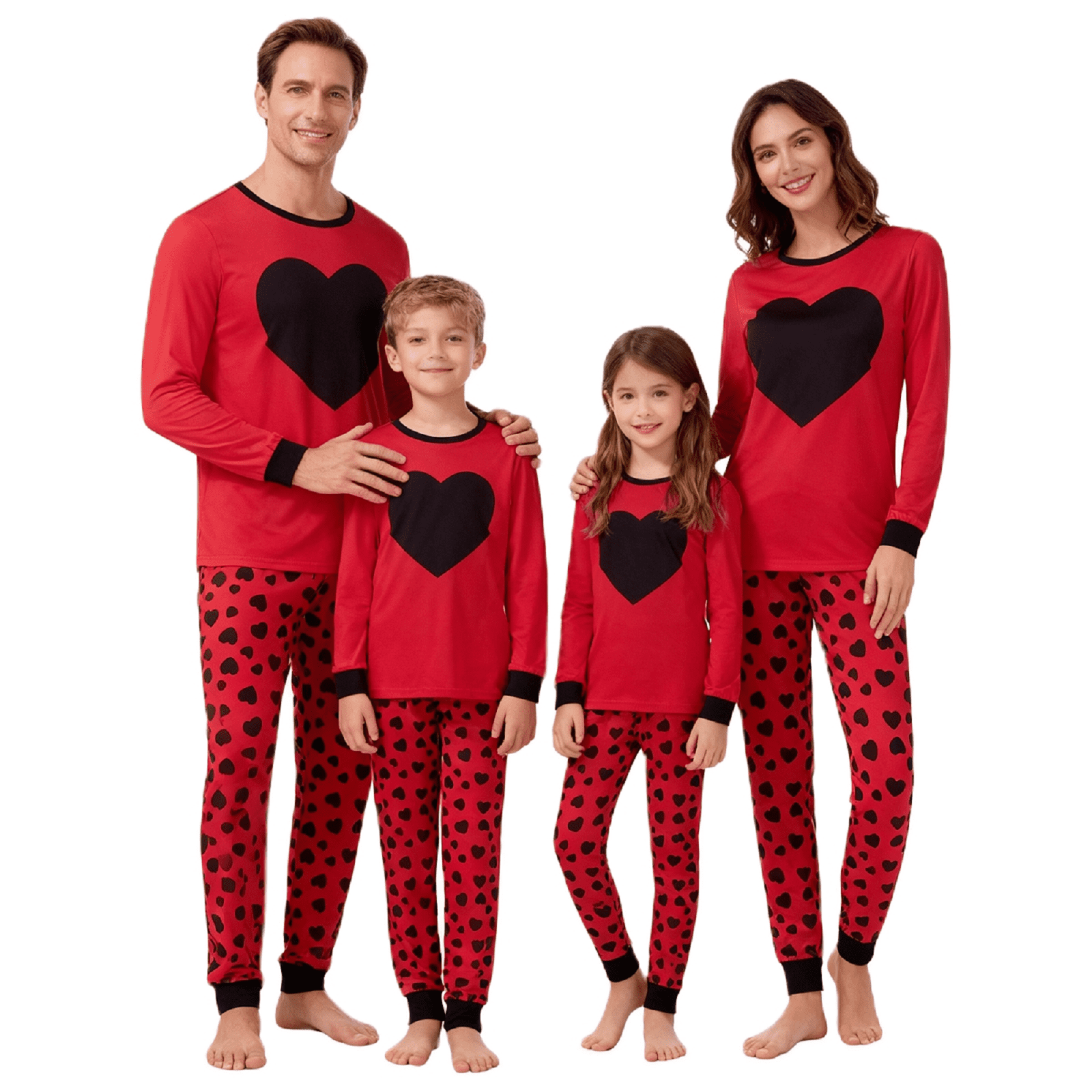 Valentines Day Matching Family Pajamas Set Love Heart Pattern Family Matching Outfits