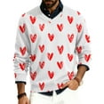 thumbnail image 1 of Valentines Day Mens Sweatshirts Stretch V Neck Hollow Heart Pattern Pullovers Valentines Pullover Tops for Men, 1 of 5