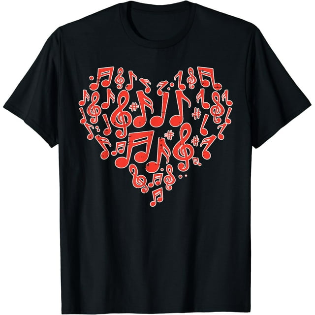 Valentines Day Musical Notes Heart Valentine Music Teacher T-Shirt ...