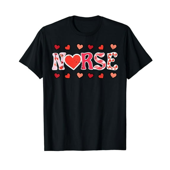 Valentines Day Nurse Hearts Nursing Scrub Top ER RN Men T-Shirt