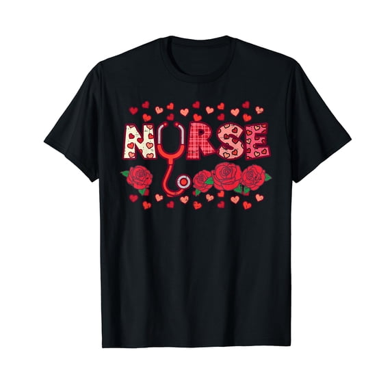 Valentines Day Nurse Stethoscope Nursing Scrub Top Men T-Shirt
