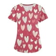thumbnail image 1 of Valentines Day Nurse Uniforms for Women 2024 Love Heart Printed V Neck Breathable Scrub Tops Short Sleeve Professionals Soft Stretch T-Shirts with Pockets pink XX-Large, 1 of 4