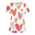 thumbnail image 1 of Valentines Day Nurse Uniforms for Women 2024 Love Heart Printed V-Neck Breathable T-Shirts Short Sleeve Professionals Soft Stretch Scrub Tops with Pockets white 5X-Large, 1 of 4