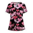 thumbnail image 1 of Valentines Day Nurse Uniforms for Women Summer Love Heart Printed V-Neck Breathable Workwear Shirt Short Sleeve Professionals Soft Stretch Scrub Tops with Pockets (Watermelon red), 1 of 4