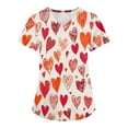 thumbnail image 1 of Valentines Day Nurse Uniforms for Women Summer Love Heart Printed V Neck Breathable Workwear Shirt Short Sleeve Professionals Soft Stretch T-Shirts with Pockets  5X-Large, 1 of 4
