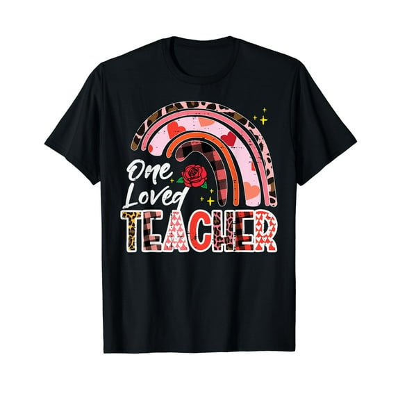 Valentines Day One Loved Teacher Rainbow Cute Vday Men T-Shirt