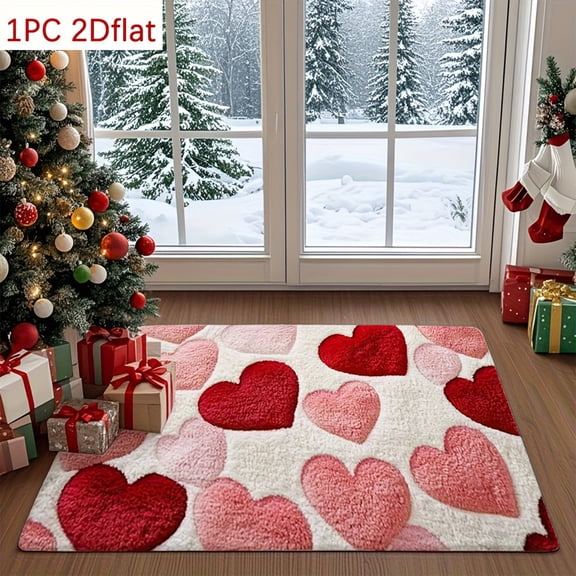 Valentines Day Outdoor Mat 40*60Cm,Valentine Rug Outdoor,Love Hearts Welcome Front Doormat Valentines Red Pink White Hearts Door Rug For Valentine'S Day Indoor Outdoor Home