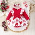 thumbnail image 1 of Valentines Day Outfit Baby Girl Lover Heart Letter Embroider Long Sleeve Romper Top Skirt 2pc Set Baby Girl Clothes for 0-6 Months, 1 of 8