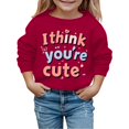 thumbnail image 1 of Valentines Day Outfit Toddler Girl Crewneck Sweatshirt Lover Themed Letter Print Long Sleeve Pullover Boys Sweater for Boys 6-7 Years, 1 of 4