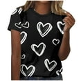 thumbnail image 1 of Valentines Day Outfit Women Heart Print Tie Dye Shirt Short Sleeve Round Neck Shirts Valentine Casual Tshirts Spring Tops for Women, 1 of 5