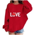 thumbnail image 1 of Valentines Day Outfits Kids Love Heart Print Cotton Crewneck Sweatshirts Boy Girl Cute Long Sleeve Pullover Tops (10-11 Years, Red 01), 1 of 5