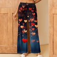 thumbnail image 1 of Valentines Day Pajama Pants For Women Trendy Heart Printed Loose Pants Wide Leg Comfy Soft Plus Size Sleeping Pants Multicolor XL, 1 of 6