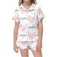 thumbnail image 1 of Valentines Day Pajamas Toddler Button Down Pjs Set Short Sleeve & Short Pants Outfit Heart Print Loose Home Outfit Set Sleepwear Nightwear Loungewear Clothes Set Gifts for Kids 6-7 Years, 1 of 5