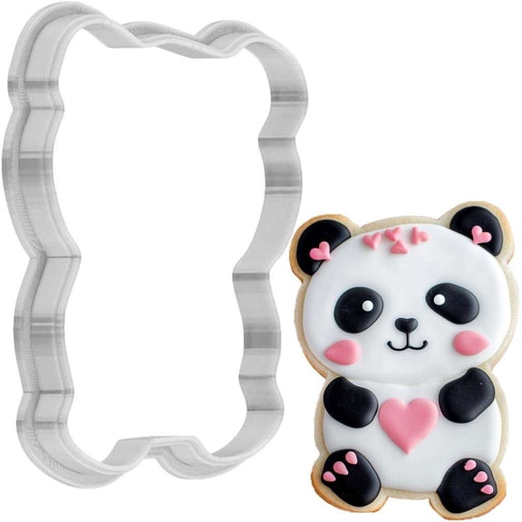 Valentines Day Panda with Heart Paws Cookie Cutter 4 Inch Made in USA by WONDERTORY