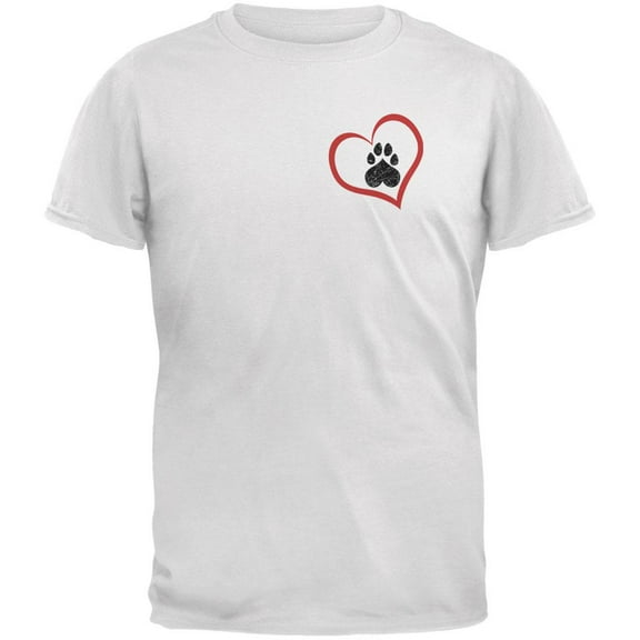 Valentines Day Paw Print Heart Dog White Adult T-Shirt - Large
