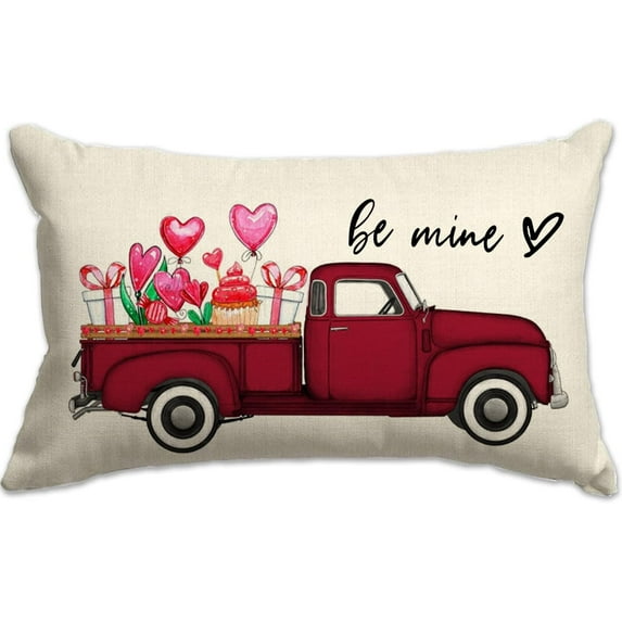 Valentines Day Pillow Covers 12x20 Be Mine for Birthday Gifts Truck Throw Pillow Cover Decorations Farmhouse Outdoor for Home Decor