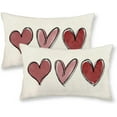 thumbnail image 1 of Valentines Day Pillow Covers 12x20 Set of 2, Red Love Heart Valentines Decorations Throw Pillows Lumbar Anniversary Decor Pillowcase Linen Valentines Outdoor Cushion Case for Sofa Home, 1 of 6