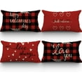 thumbnail image 1 of Valentines Day Pillow Covers 12x20 Set of 4 Valentine Valentines Day Decor for Home Buffalo Plaid Love Heart Wedding Anniversary Pillow Covers Linen Pillow Cases 12IN, 1 of 1