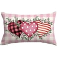 thumbnail image 1 of Valentines Day Pillow Covers 12x20 inch Buffalo Plaid Love Hearts Eucalyptus Valentines Day Pink Throw Pillows Valentines Day Decorations for Sofa Couch, 1 of 6