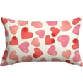 thumbnail image 1 of Valentines Day Pillow Covers 12x20 inch Watercolor Pink Hearts Valentines Day Throw Pillows Anniversary Wedding Cushion Case Valentines Day Decorations for Sofa Couch, 1 of 6