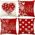 thumbnail image 1 of Valentines Day Pillow Covers 16 x 16 Inch Set of 4 Big Red Polka Dot Heart Small Hearts Pattern Valentine Throw Pillows Decorative Cushion Cases Valentines Decor, 1 of 6