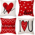 thumbnail image 1 of Valentines Day Pillow Covers 16x16 Inch Love Heart Red Pillowcases Valentine''s Day Decorative Throw Pillow Covers Lovely Home Decor for Sofa Couch Set of 4, 1 of 1