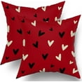 thumbnail image 1 of Valentines Day Pillow Covers 16x16 Set of 2 Red Black Love Heart Holiday Decorative Throw Pillows Romantic Valentine Themed Gifts Pillowcase Cotton Cushion Cover Decor for Home Couch Bed Soft, 1 of 1