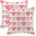 thumbnail image 1 of Valentines Day Pillow Covers 16x16 Set of 2, Valentines Decor Linen Pillowcase Pink Love Heart Valentines Throw Pillows Anniversary Mother''s Day Decorative Outdoor Cushion Case for Sofa Couch, 1 of 1
