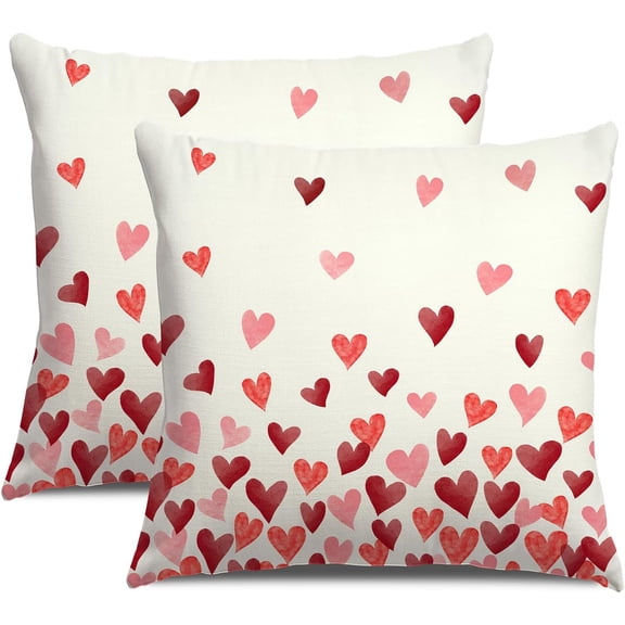 Valentines Day Pillow Covers 16x16 inch Set of 2 Valentine''s Day Love Hearts Throw Pillow Covers for Valentines Decorations Valentines Day Cushion Cases Decoration for Sofa Couch