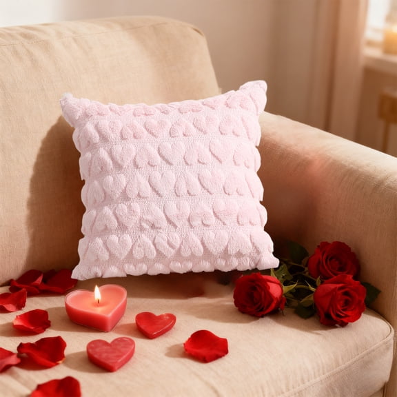 Valentines Day Pillow Covers 16x16 inch Valentines Day Pillow Cases Love Heart Decorative Throw Pillow Covers Valentines Decoration Cushion Case for Couch Sofa Bed Living Room Pillowcase