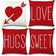 thumbnail image 1 of Valentines Day Pillow Covers 18 x 18 Inch Red Throw Pillow Covers for Holiday Love Hugs XOXO Heart Arrow Anniversary Wedding Cushion Covers Decoration for Sofa Decor, 1 of 6