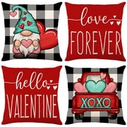 Valentines Day Pillow Covers 18 x 18 inch Set of 4 for Valentines Decor Love Heart Throw Pillows Decorative Cushion Cases Valentine Decorations