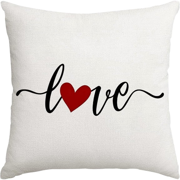 Valentines Day Pillow Covers 18X18 Love Heart Decorative Throw Pillows Decoration Holiday Party Cushion Case for Couch Sofa A123-18