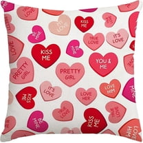 Valentines Day Pillow Covers 18X18 Pink Red Hearts Decorative Throw Pillows Decoration Holiday Party Cushion Case for Couch Sofa