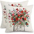thumbnail image 1 of Valentines Day Pillow Covers 18X18 Set of 2,Vase Heart Floral Decor Holiday Farmhouse Pillow Case Gifts Decoration for Home Sofa Couch AA300-18-2, 1 of 6