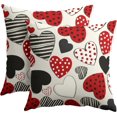 thumbnail image 1 of Valentines Day Pillow Covers 18x18 Inch Black and Red Heart Outdoor Decorative Throw Pillow Covers Set of 2 Valentine''s Day Pillowcases Farmhouse Cushion Covers for Couch Sofa Decor, 1 of 6