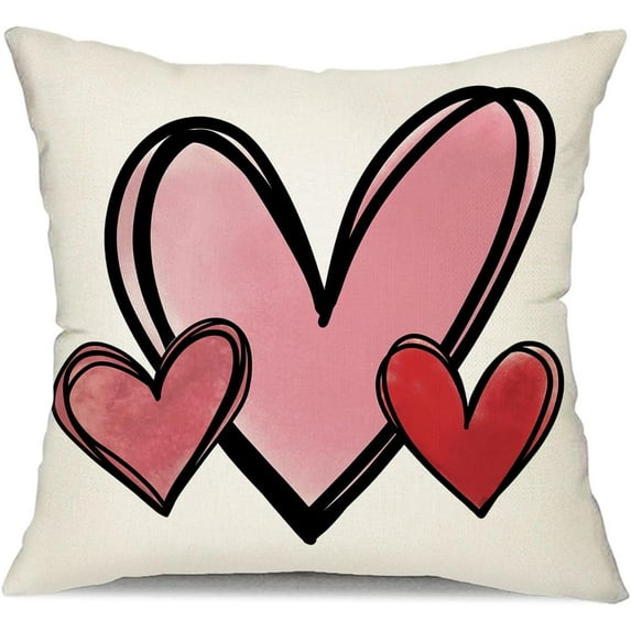 Valentines Day Pillow Covers 18x18 Pink Heart Love Valentines Day Pillows Winter Holiday Pillow Covers 18x18 Outdoor Pillowcase for Home Decor 16