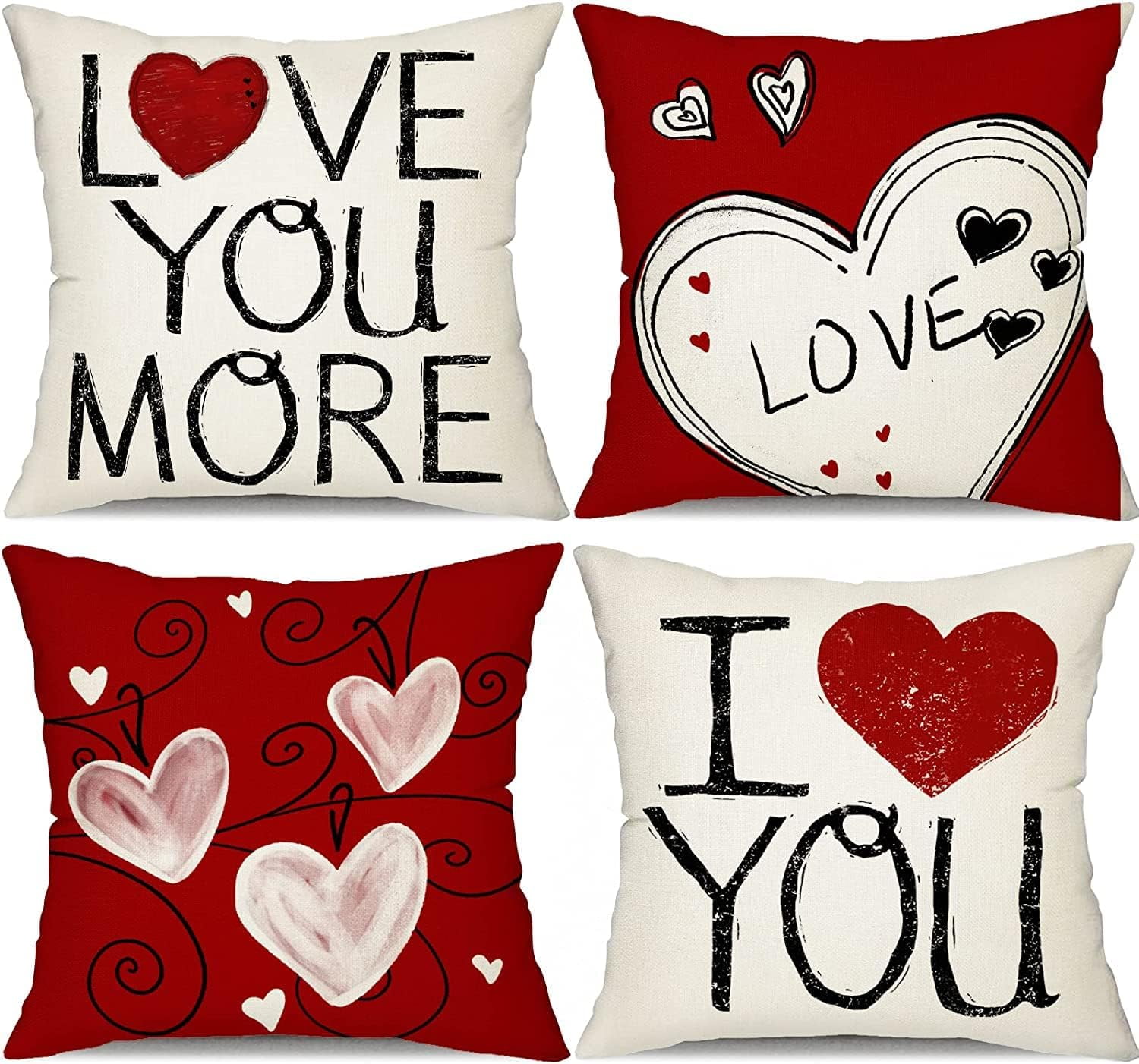Valentines Day Pillow Covers 18x18 Red Heart Love You Pillowcase for  Valentines Day Throw Pillows Cushion Valentines Decorations - Walmart.com, image size:1500x1402