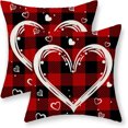 thumbnail image 1 of Valentines Day Pillow Covers 18x18 Set of 2, Buffalo Plaid Love Hearts Decor Valentine's Day Throw Pillows Mother''s Day Farmhouse Decorative Red Pillowcase Outdoor Cushion Case for Sofa Couch, 1 of 6