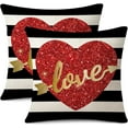 thumbnail image 1 of Valentines Day Pillow Covers 18x18 Set of 2, Love Heart Throw Pillow Covers 18x18, Valentine''s Day Cushion Cases Decoration for Sofa Couch (Love Heart Stripes), 1 of 1
