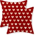 thumbnail image 1 of Valentines Day Pillow Covers 18x18 Set of 2 Red Love Heart Decorative Throw Pillows Valentines Wedding Anniversary Decor Pillowcase Linen Valentines Outdoor Cushion Case for Sofa Couch, 1 of 6