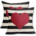 thumbnail image 1 of Valentines Day Pillow Covers 18x18 Set of 2 Valentine Decor Stripes Red Love Heart Decorative Throw Pillow Cases Outdoor Farmhouse Decoration for Sofa Couch Bed, 1 of 6